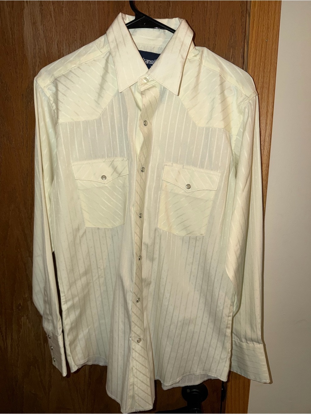 Wrangler Cream Western-Style Long Sleeve Shirt